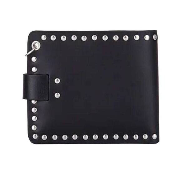 Vintage Black Leather Skull Wallet -O - Picture 2 of 4